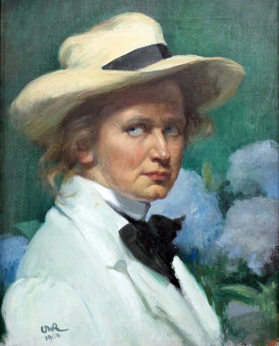 带帽子的自画像 作者 Ottilie Roederstein